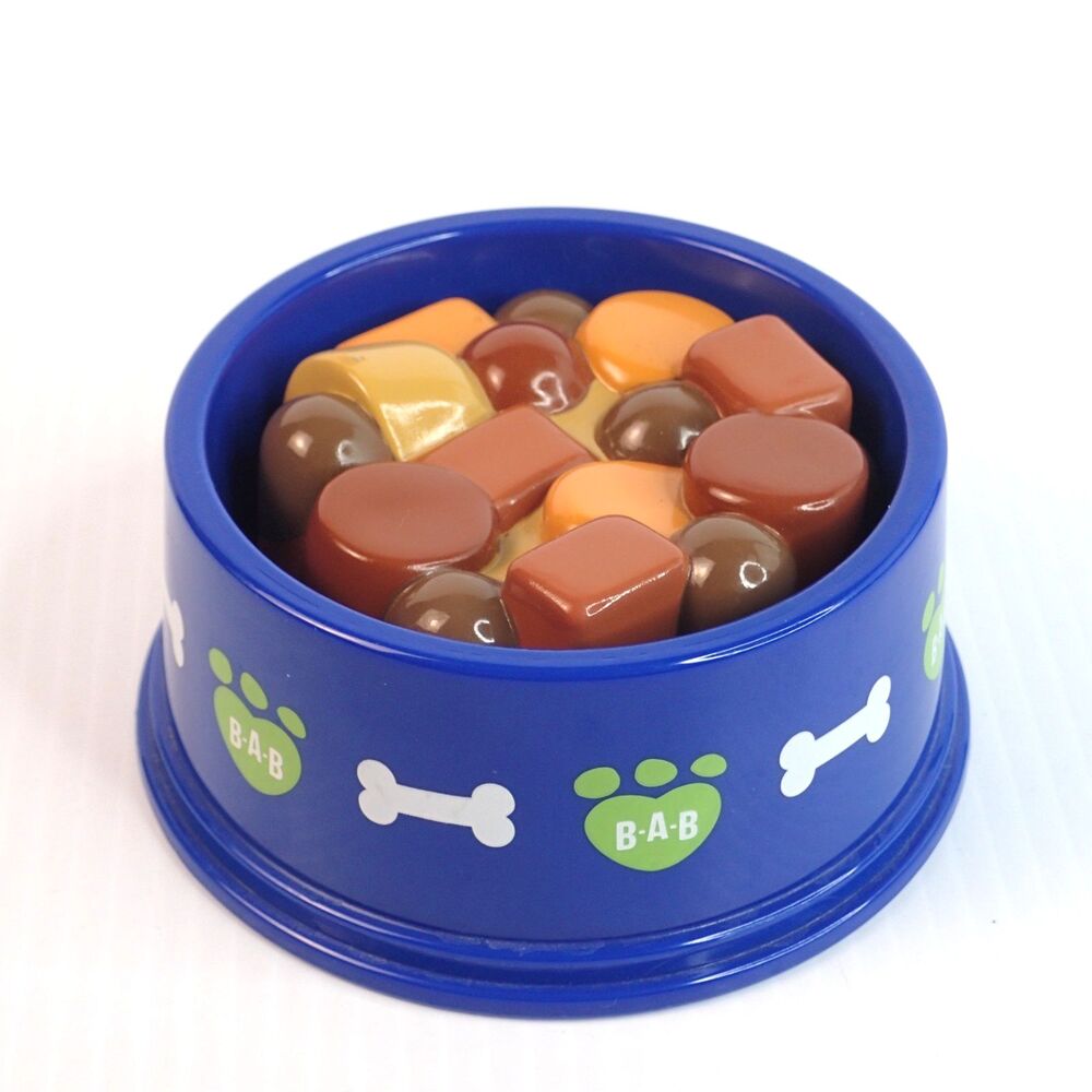 Build A Bear Workshop BAB Dog Cat Pet Food Dish Bowl Blue Reversible Food Water